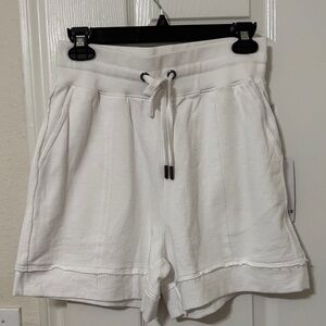 Women’s White Drawstring Athletic Shorts with Pockets